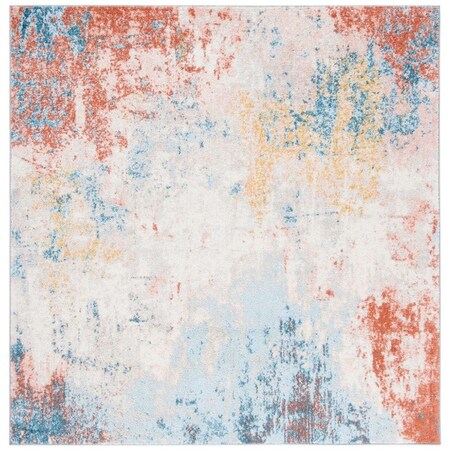 Safavieh 5 x 5 ft. Tulum Power Loomed Square Area Rug Ivory & Pink TUL207A-5SQ